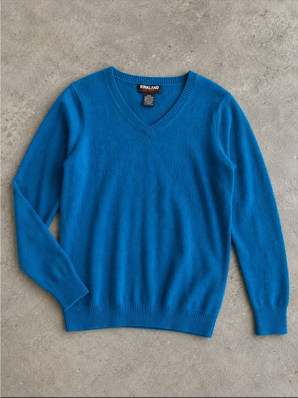 Kirkland Signature 100% Cashmere V Neck Sweater Blue Teal Women’s XL Luxury